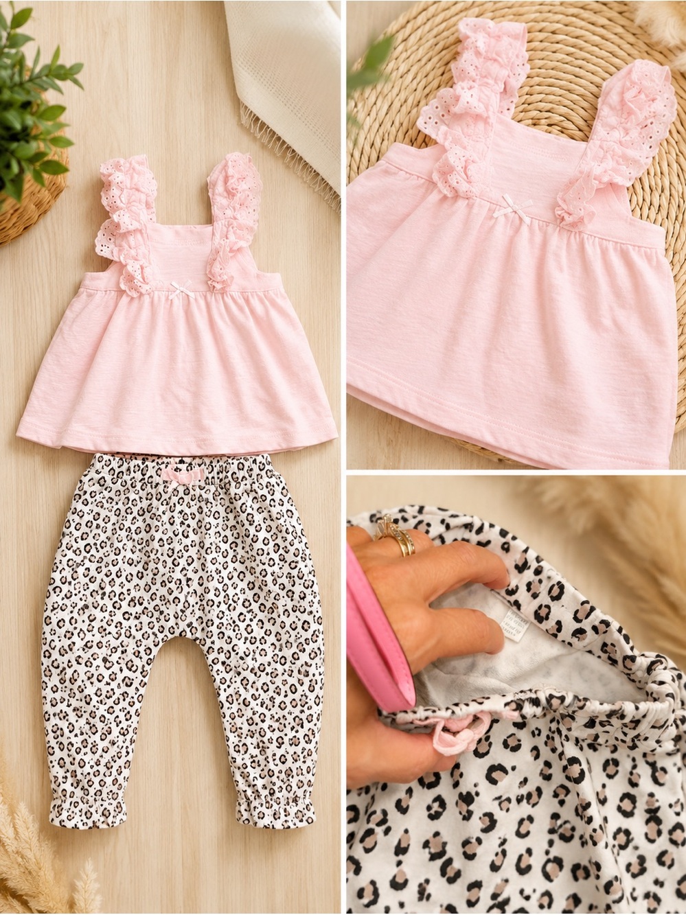 Miniclasix pink cheetah outfit set size 18-24 months